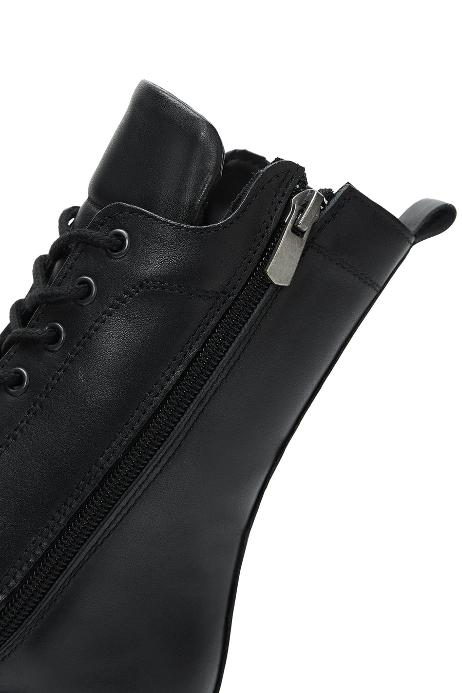 Women's Black Zippered Leather Boots