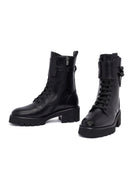 Women's Black Zippered Thick-Soled Leather Ankle Boots | Derimod