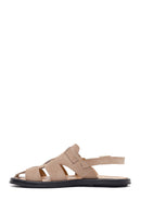 Woman Beige Suede Leather Sandals | Derimod