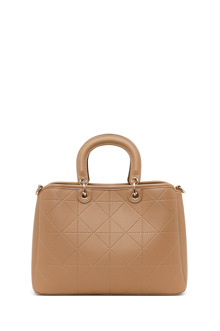 Woman Beige Long-Strap Printed Shoulder Bag