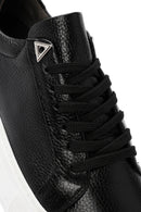 Women's Black Lace-up Thick-Sole Leather Sneaker | Derimod