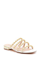 Women's White Chain Detailed Flat Slippers | Derimod