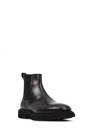 Men's Black Zippered Leather Boot | Derimod