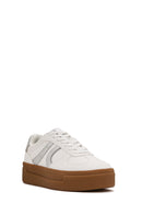 Women's White Lace-Up Thick Soled Sneaker | Derimod