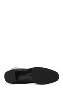 Women's Black Zippered Short Thick Heeled Leather Boots | Derimod