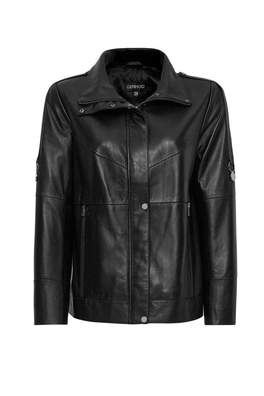 Luisa Women's Black Leather Jacket 24WGD5172U4 | Derimod