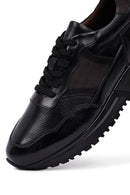 Erkek Siyah Bağcıklı Kalın Tabanlı Deri Casual Sneaker | Derimod
