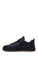 Erkek Siyah Bağcıklı Deri Sneaker | Derimod