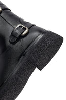 Woman Black Zippered Leather Boat | Derimod