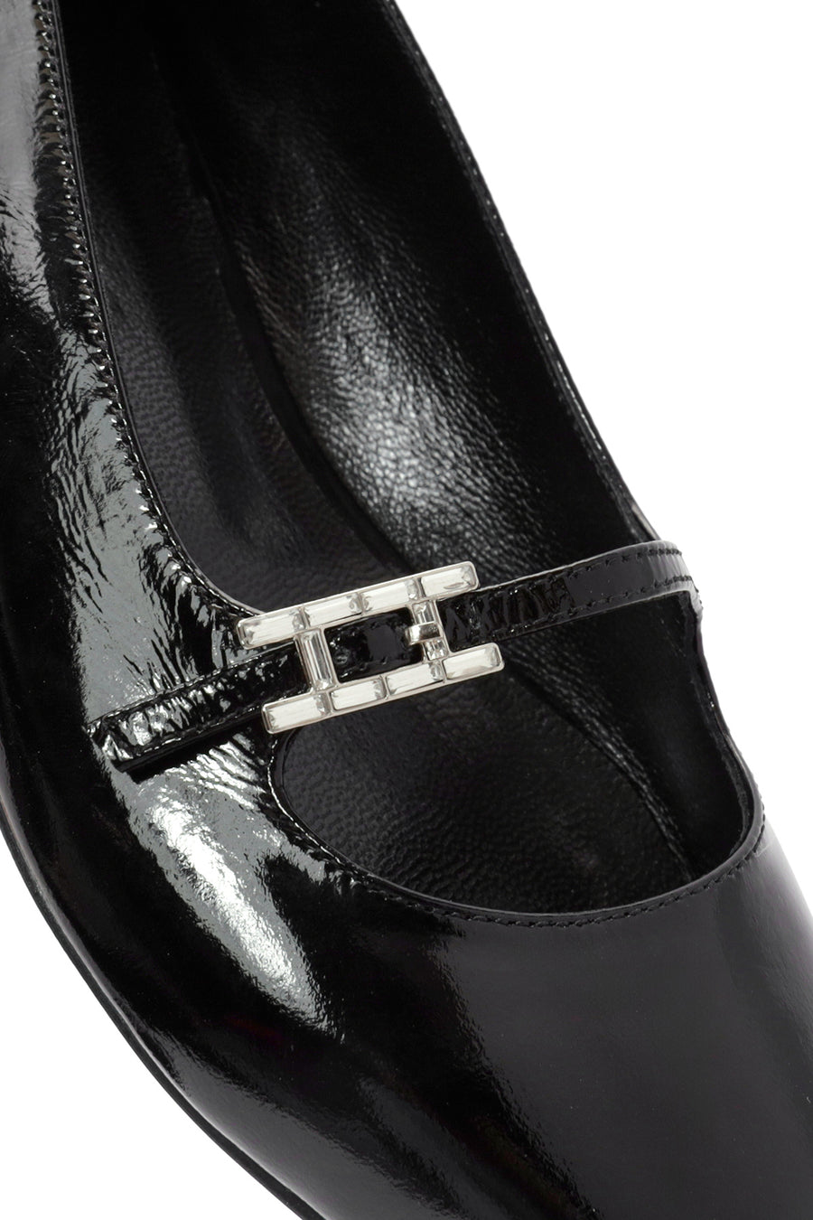 Women's Black Accessory Detailed Patent Leather Ballerinas