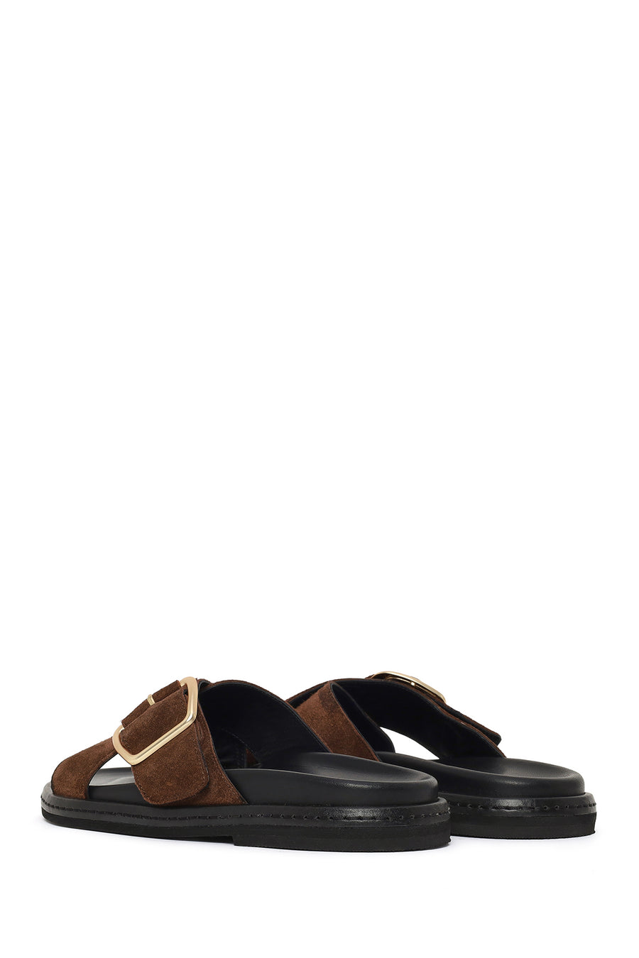 Woman Brown Suede Leather Slippers