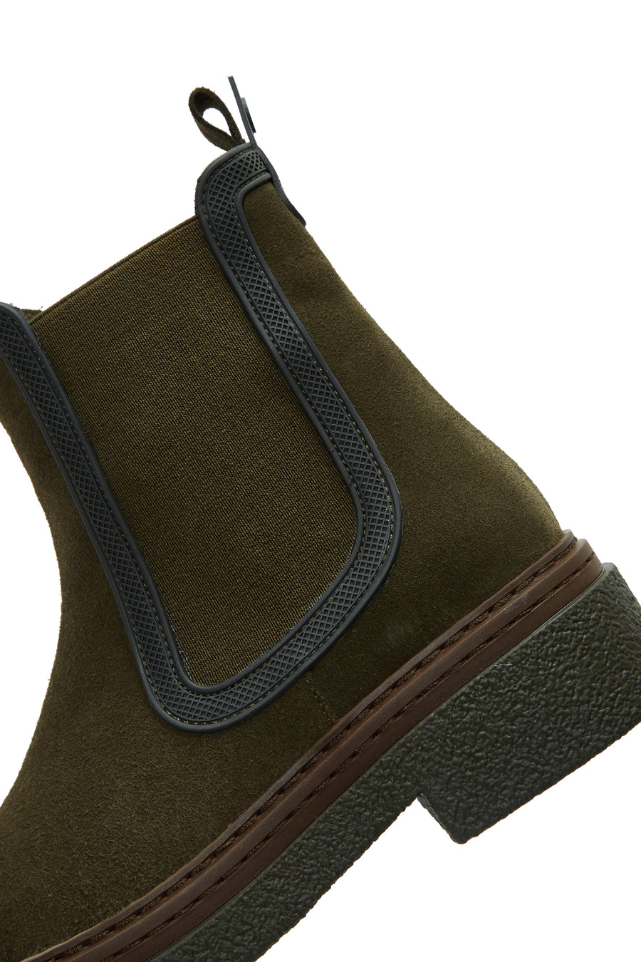 Women's Khaki Suede Leather Chelsea Boots