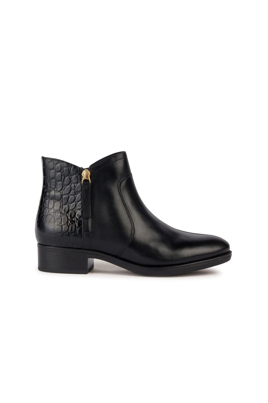 Geox Women's Black Felicity Zippered Heeled Leather Boots D36G1C04340C9999 | Derimod