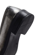 Women's Silver Leather Tasseled Masculine Loafer | Derimod