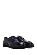Male Navy Lace-up Thick-Soled Leather Casual Shoes | Derimod
