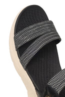 Woman Black Thick-Soled Fabric Comfort Sandal | Derimod