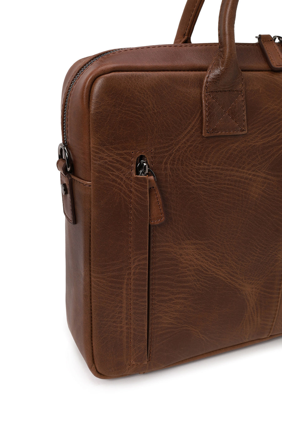 Male Brown Long Strap Leather Briefcase