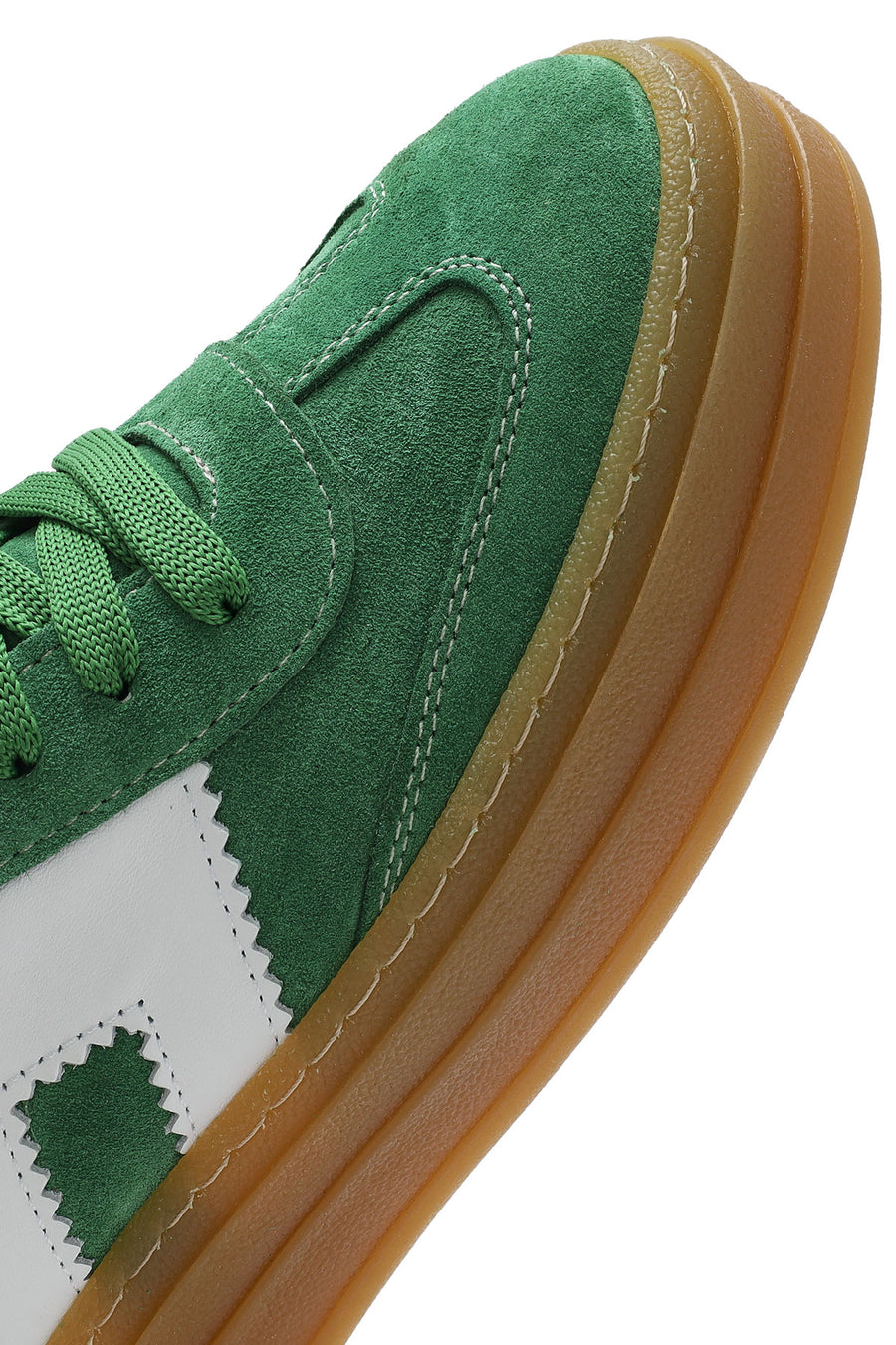 Women's Green Lace-Up Suede Leather Sneakers