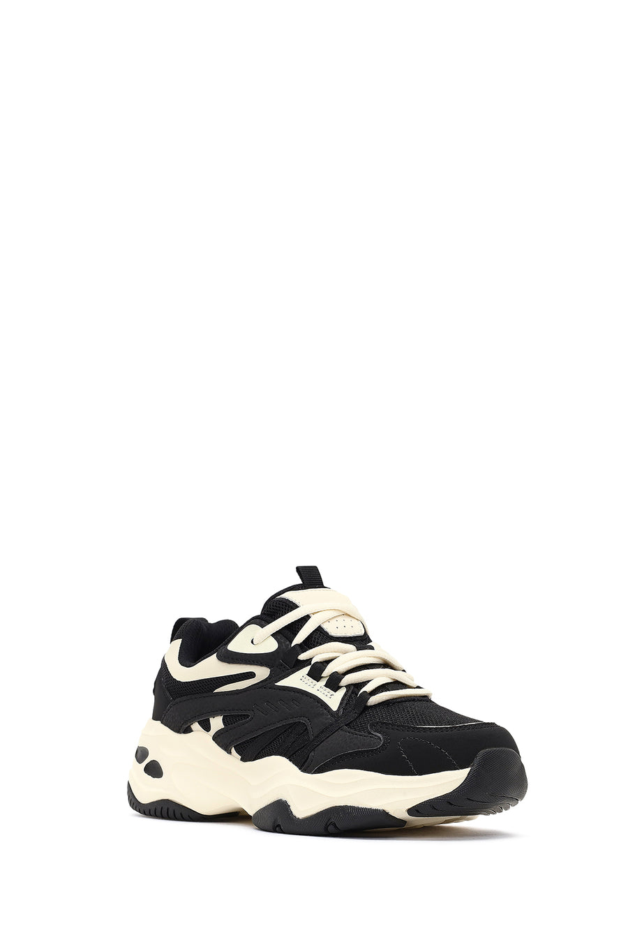 Kadın Siyah Bağcıklı Kalın Tabanlı Sneaker