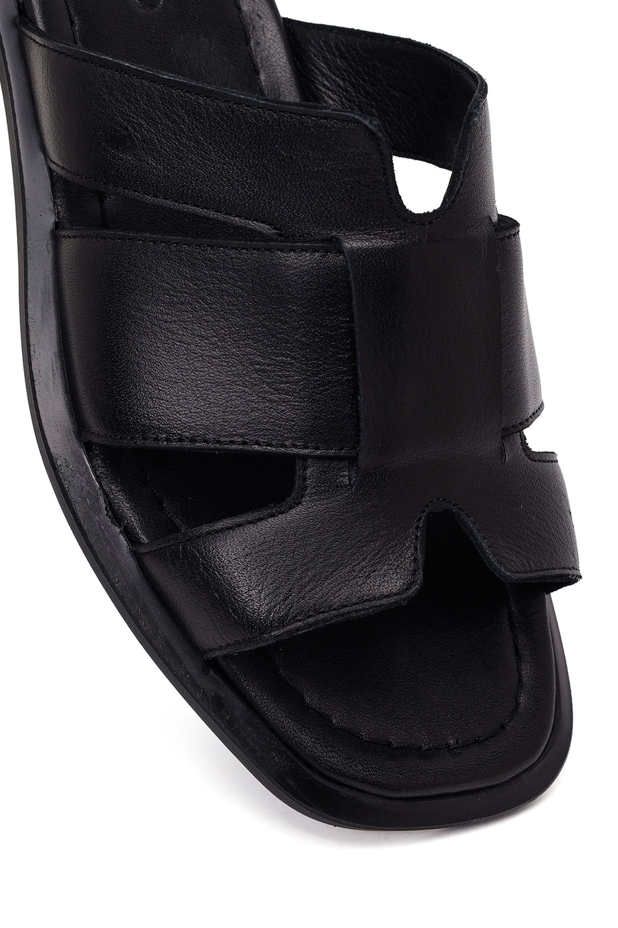 Woman Black Leather Slippers