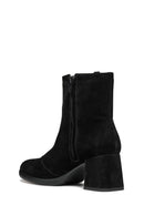 Geox Woman Black Zippered Chunky Heel Leather Boat | Derimod