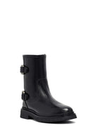 Woman Black Zippered Leather Boat | Derimod