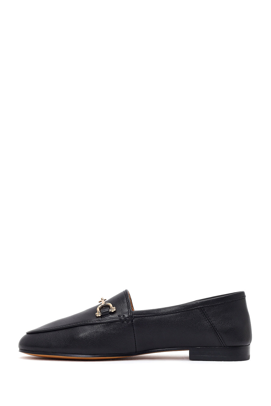 Women's Black Buckle Leather Loafer