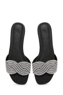 Women's Black Stone Slippers | Derimod