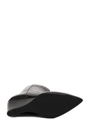 Woman Black Zip Closure Wedge Heel Leather Boots | Derimod