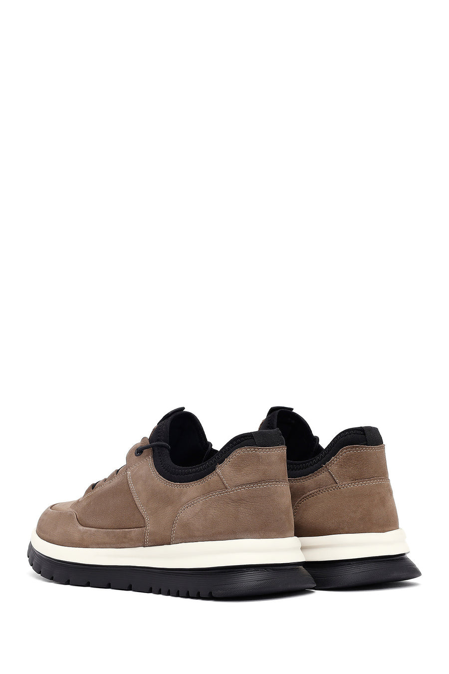 Male Mink Lace-up Thick-soled Nubuck Leather Casual Sneaker