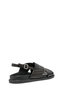 Geox Women's Black D Adelash E - Shi.Goat Lea Knitted Leather Sandals | Derimod