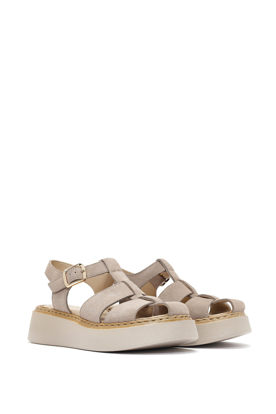 Women's Mink Ankle Buckle Thick-Soled Suede Leather Comfort Sandals