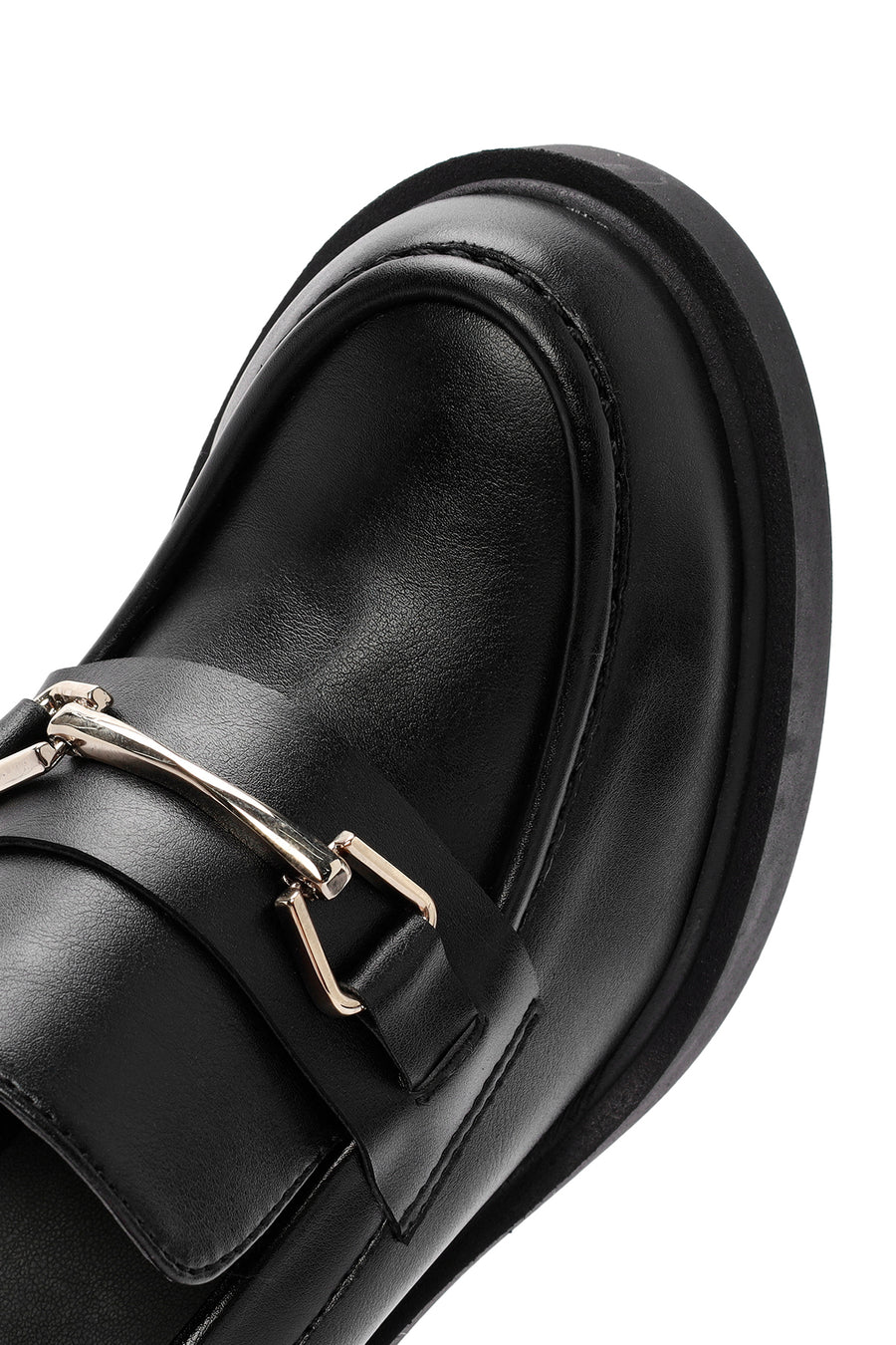 Women's Black Chunky Heel Loafers