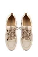 Kadın Bej Bağcıklı Dolgu Topuklu Sneaker | Derimod