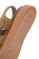 Women's Tan Suede Leather Sandals | Derimod