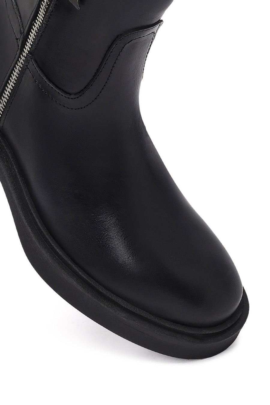 Women's Black Zippered Leather Boots
