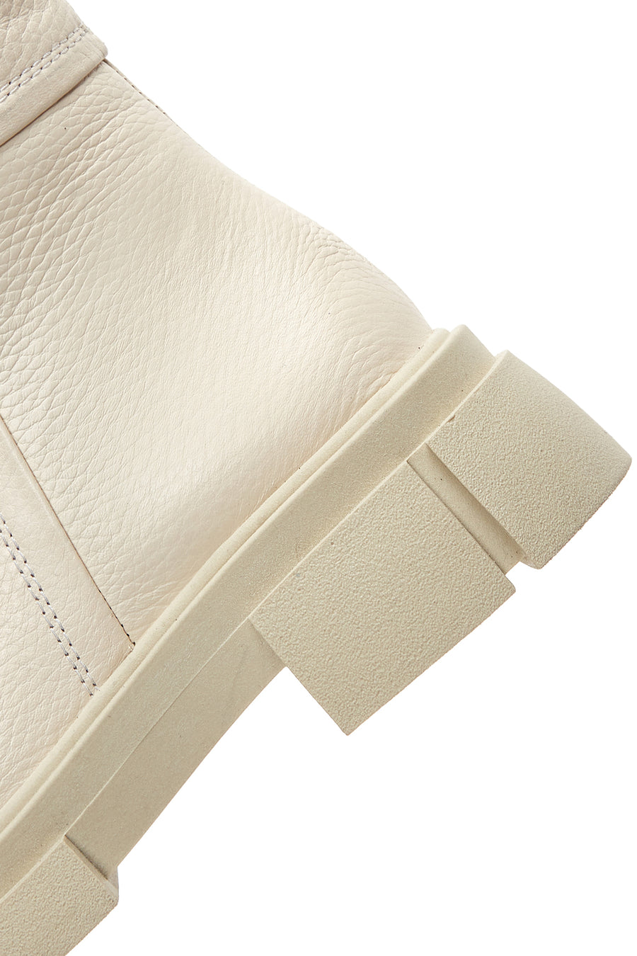 Women's Beige Leather Zippered Thick Soled Boots