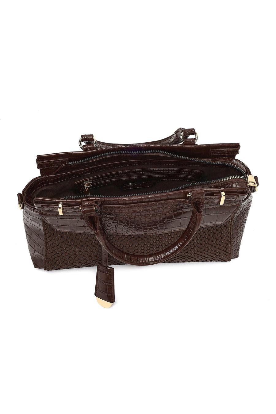 Women's Brown Long Strap Patterned Shoulder Bag