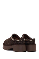 Woman Brown Thick-Soled Leopard Patterned Suede Teddy Boots | Derimod