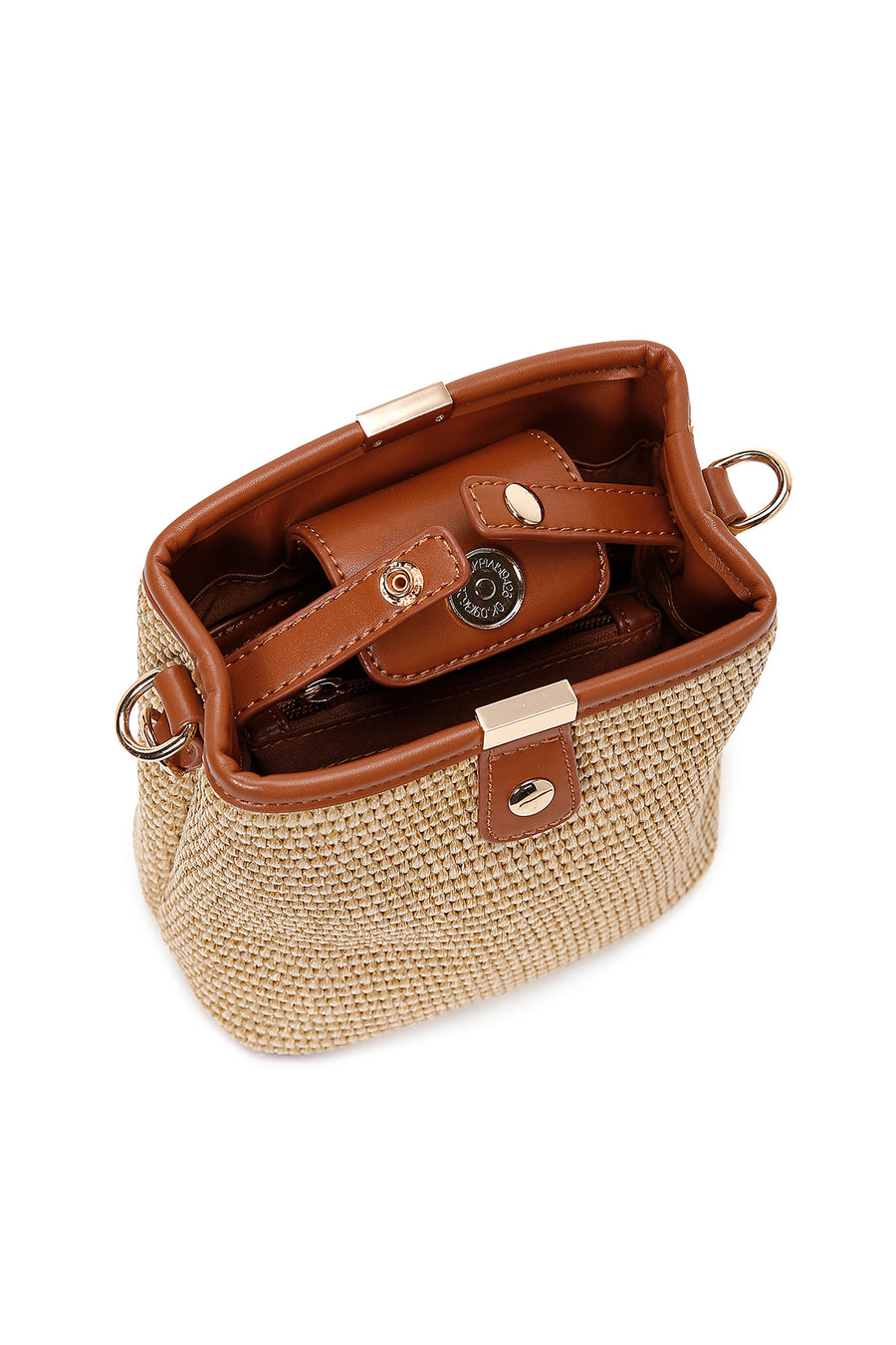 Women's Beige Long Strap Straw Crossbody Bag