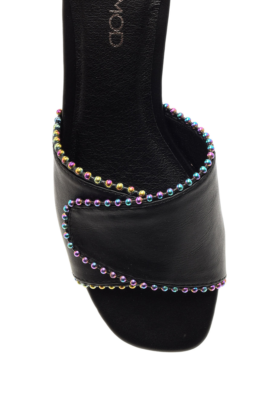 Women's Metal Heeled Colorful Stone Slippers
