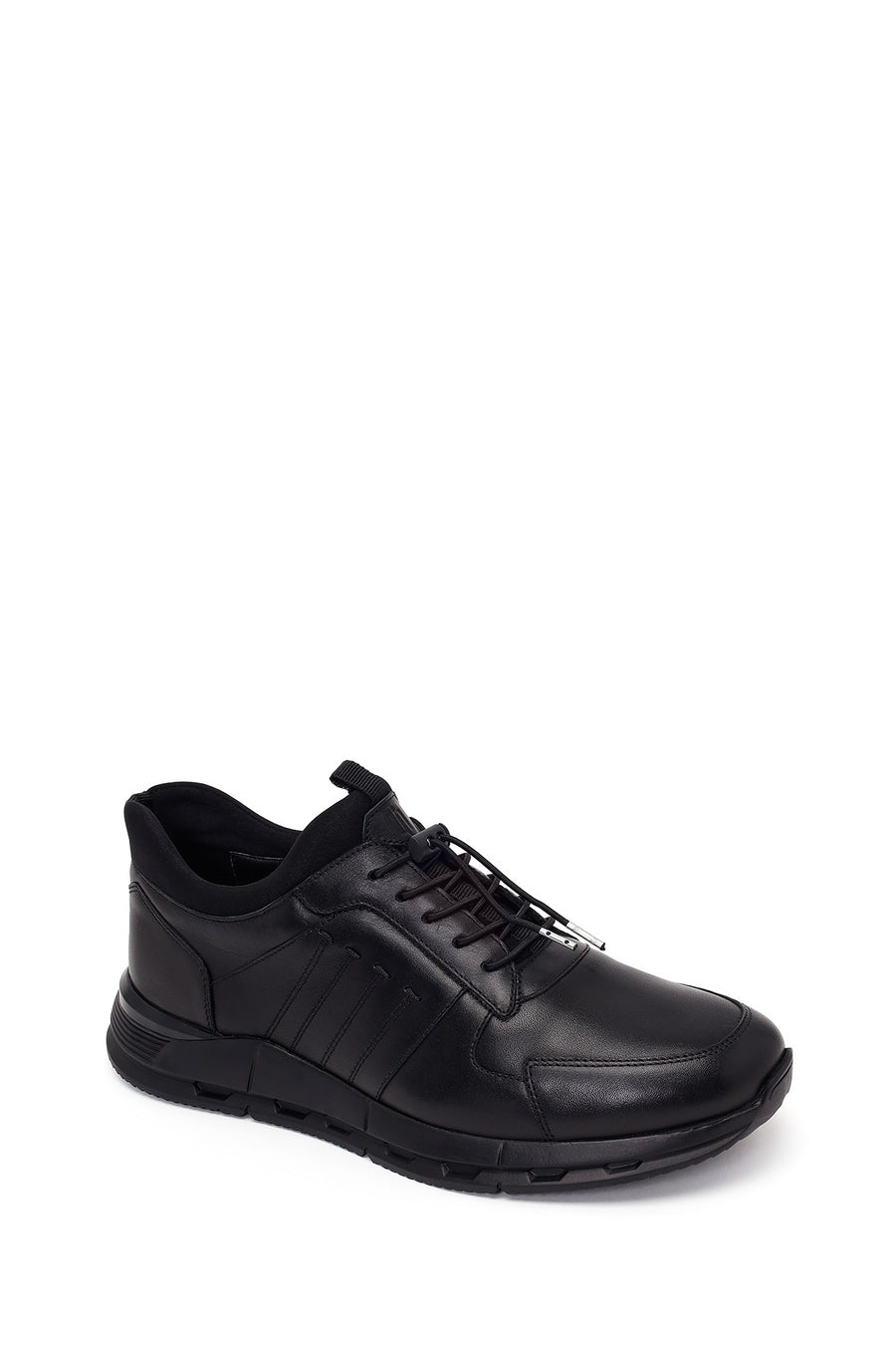 Male Black Lace-up Leather Sneaker
