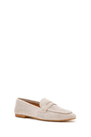 Women's Beige Mesh Suede Leather Loafer | Derimod