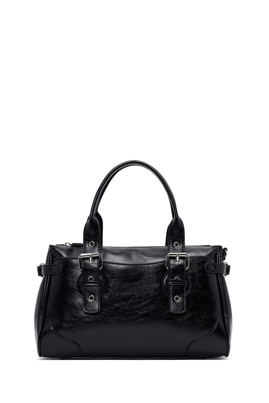 Woman Black Long-Strap Casual Shoulder Bag
