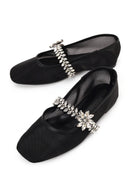Woman Black Embellished Ballet Flat | Derimod