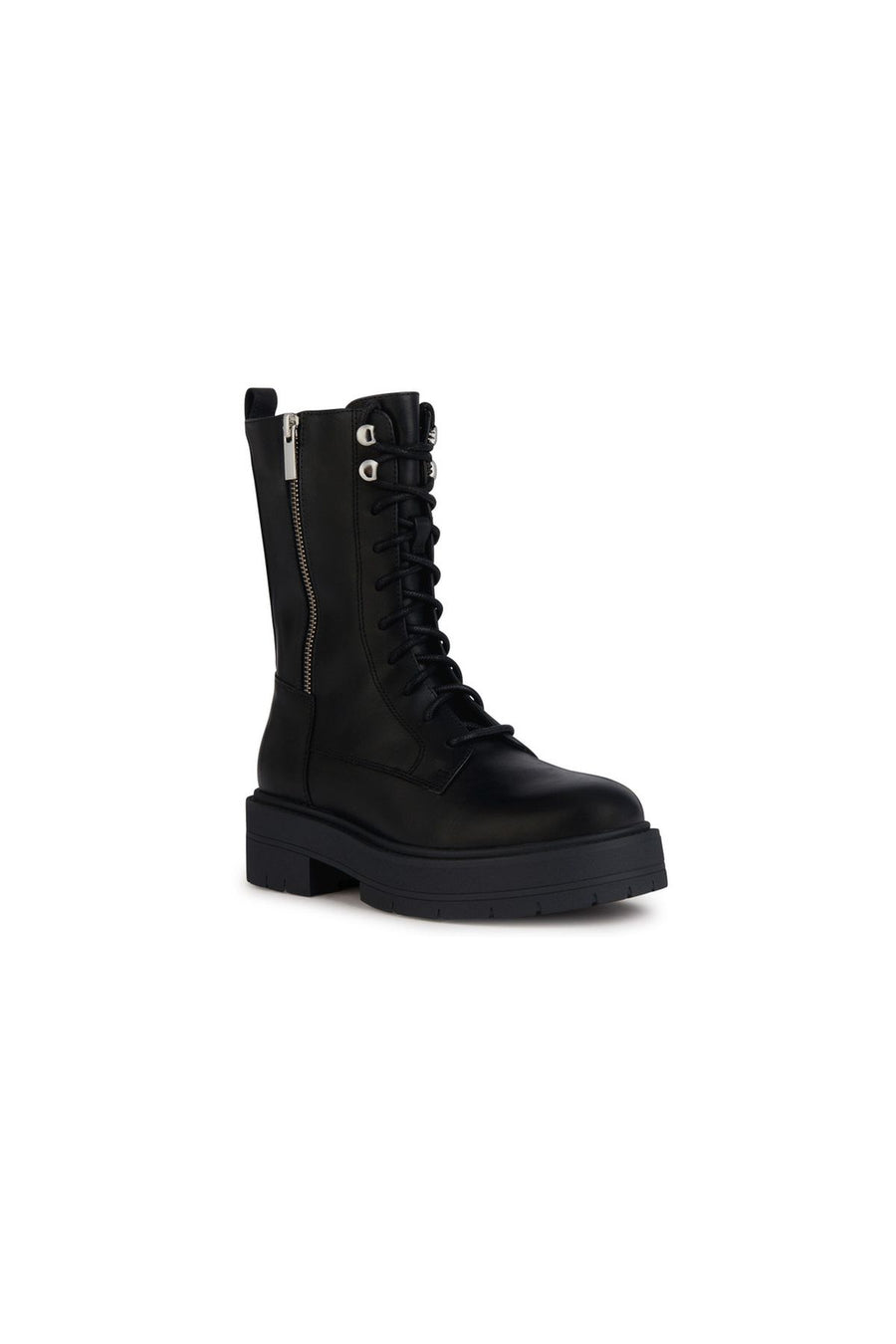Geox Women's Black Spherica Zippered Leather Boots