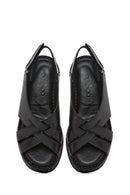 Women's Black Thick Soled Leather Comfort Sandals | Derimod