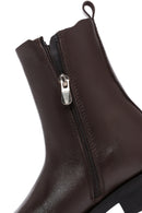 Women's Brown Zippered Leather Casual Boots | Derimod