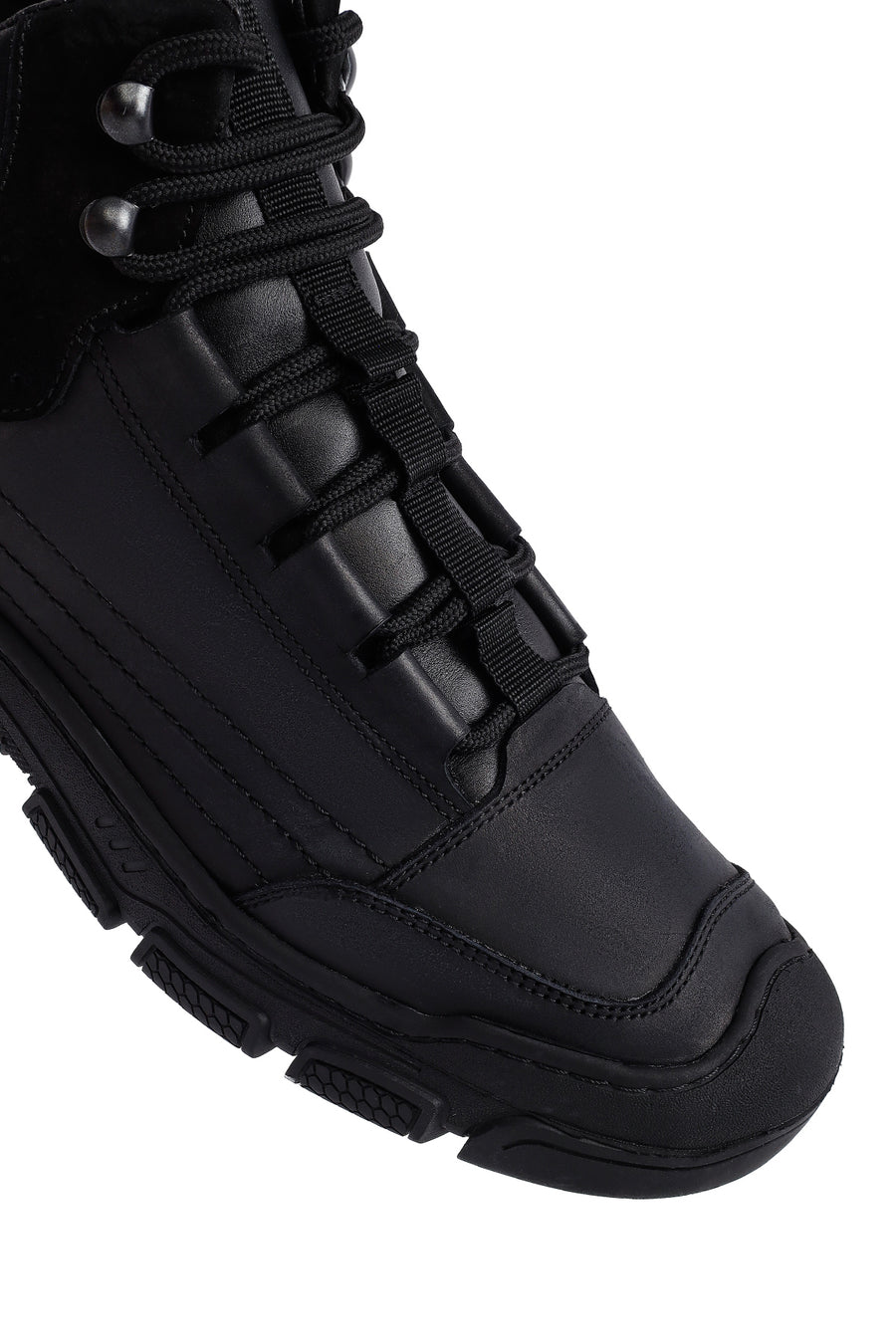 Men's Black Lace-Up Leather Casual Boots
