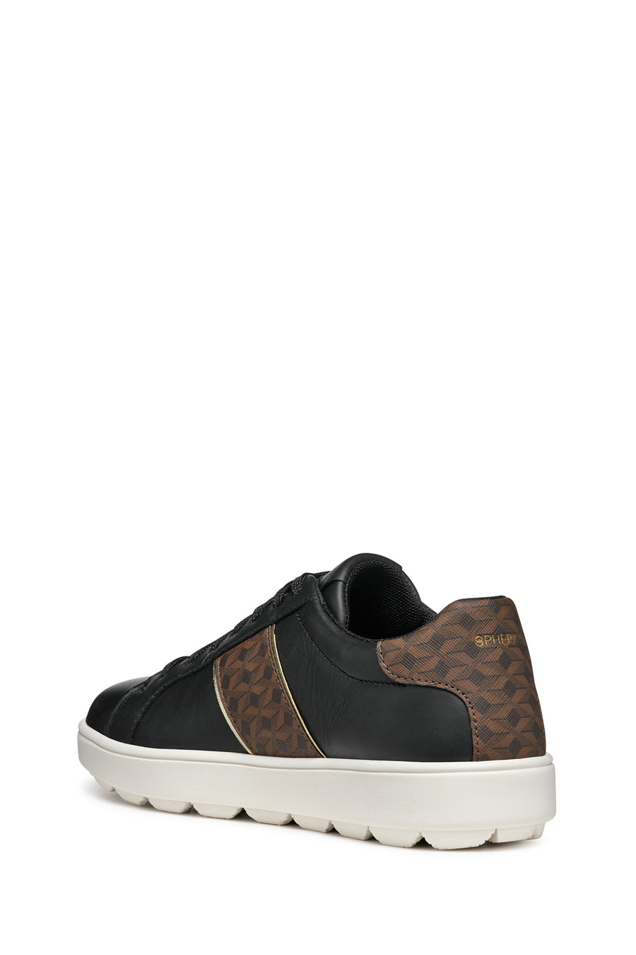 Geox Women's Black Spherica Ecub-1 Lace-up Leather Sneaker